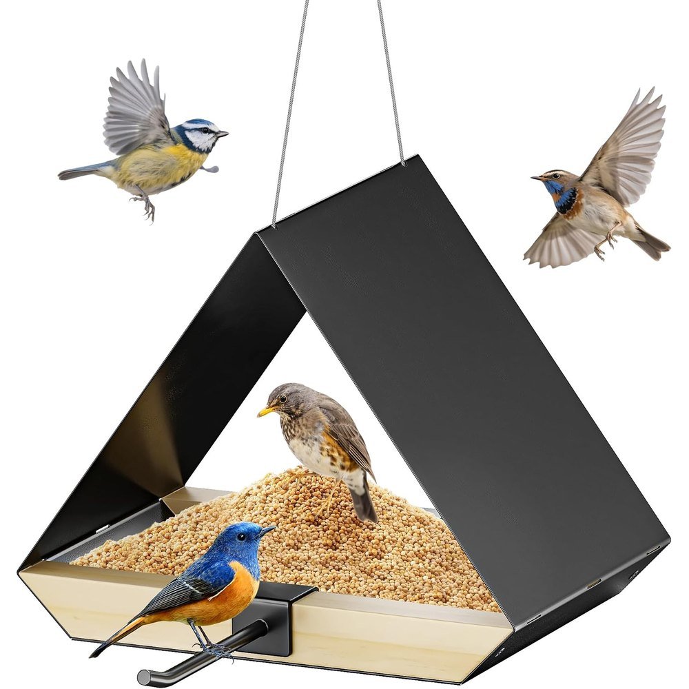 Fanhao, mangeoire à oiseaux à toit métal