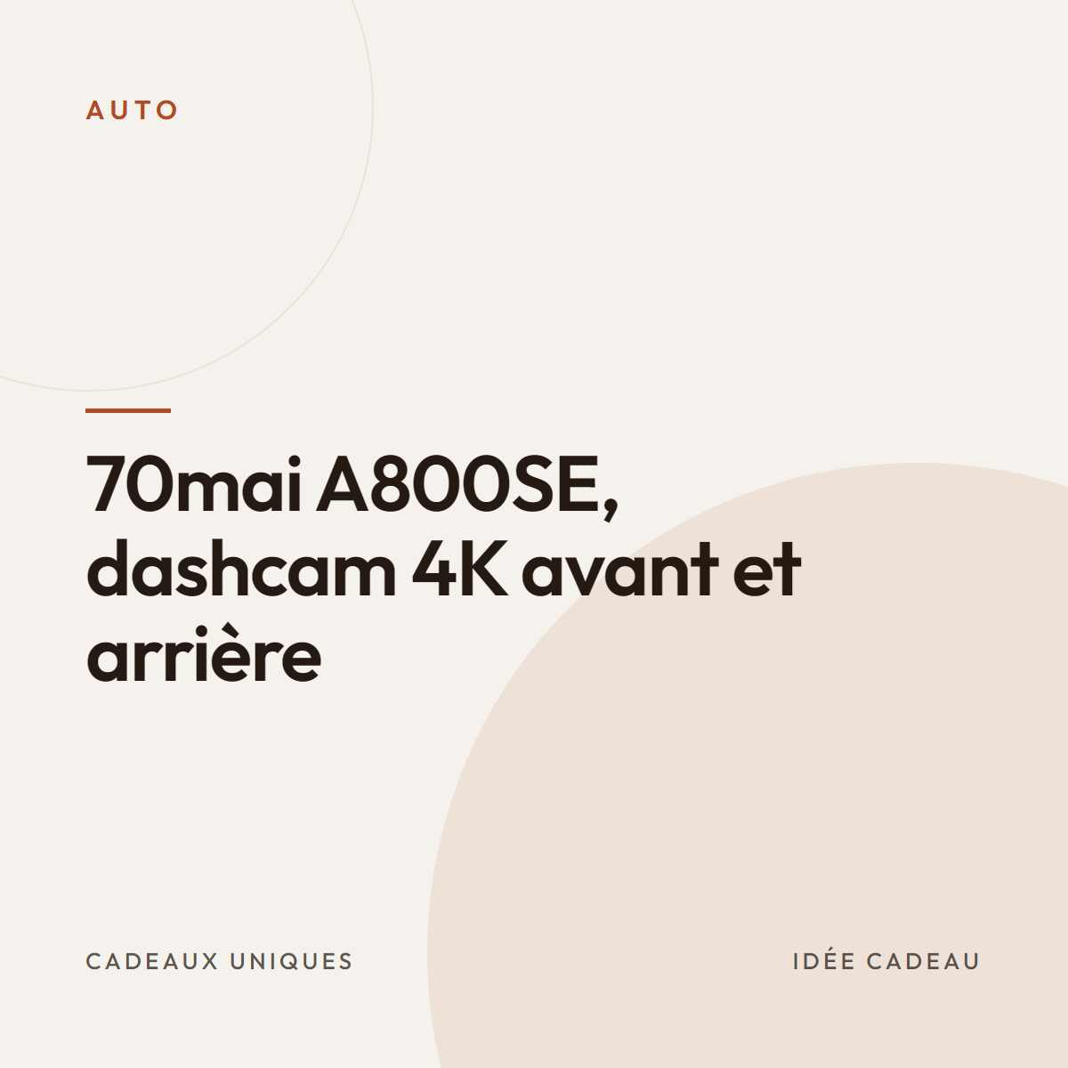 70mai A800SE, dashcam 4K avant et arrière